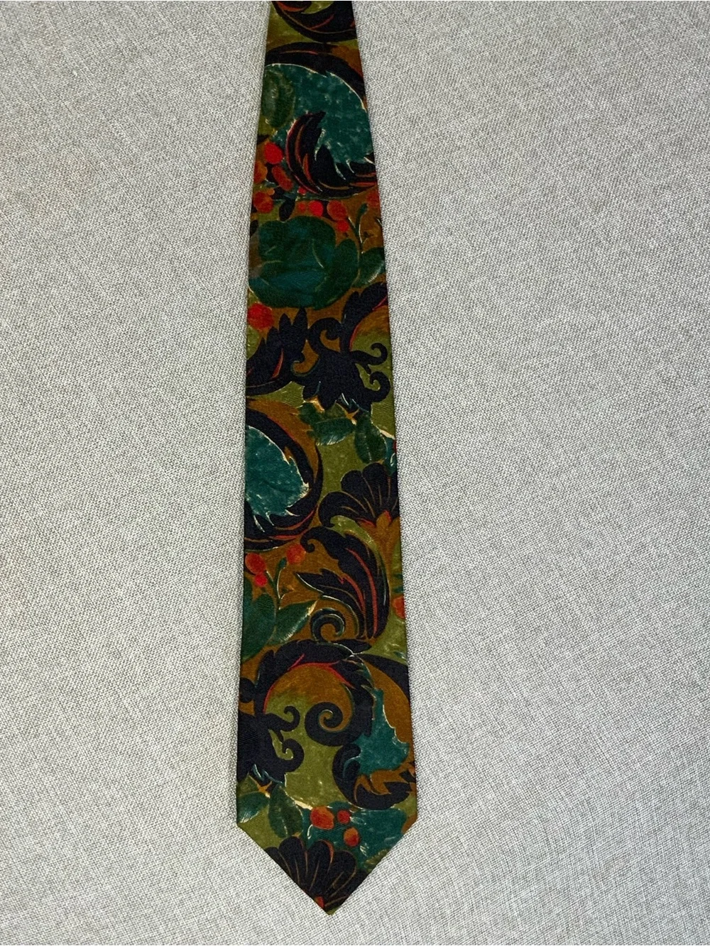 Mario Valentino Silk Tie Baroque Paisley Dark Academia Vintage